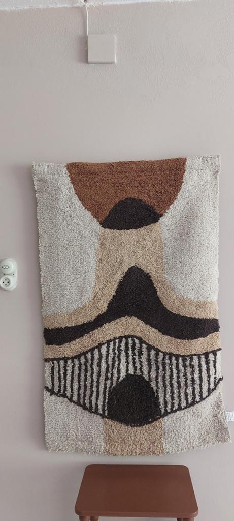 Modern Wandkleed met Abstract Patroon - Beige, Bruin, Zwart, Huis en Inrichting, Ophalen, 115 cm, 70 cm, Meerkleurig