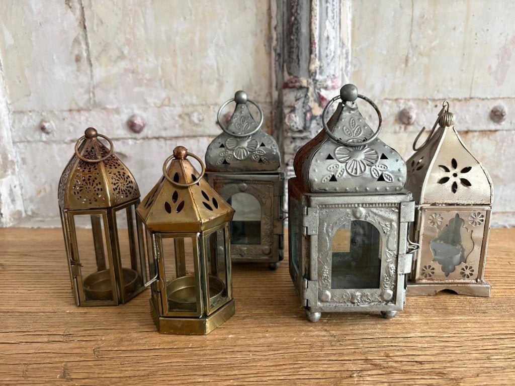 Oosterse mini windlichten - koperkleur - zilverkleurig, Ophalen of Verzenden, Koper of Brons