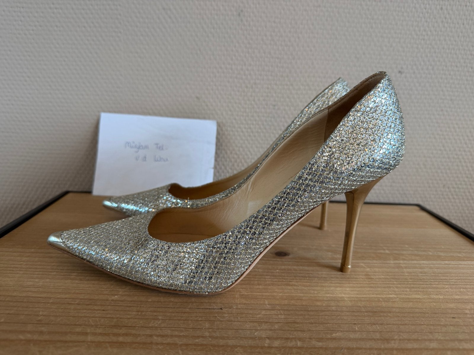 Jimmy Choo Romy 85 Glitter Pumps - Maat 39, Pumps, Overige kleuren, Ophalen of Verzenden, Zo goed als nieuw