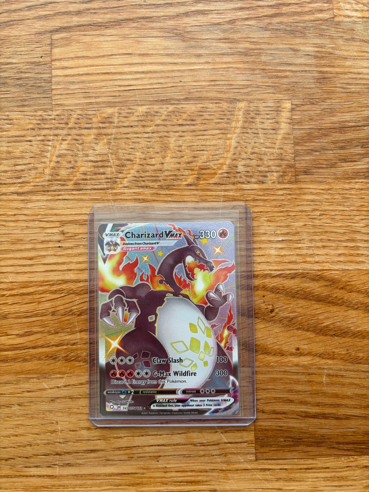 Charizard VMAX SV107/SV122 Shining Fates Pokémon Kaart, Ophalen, Zo goed als nieuw, Losse kaart