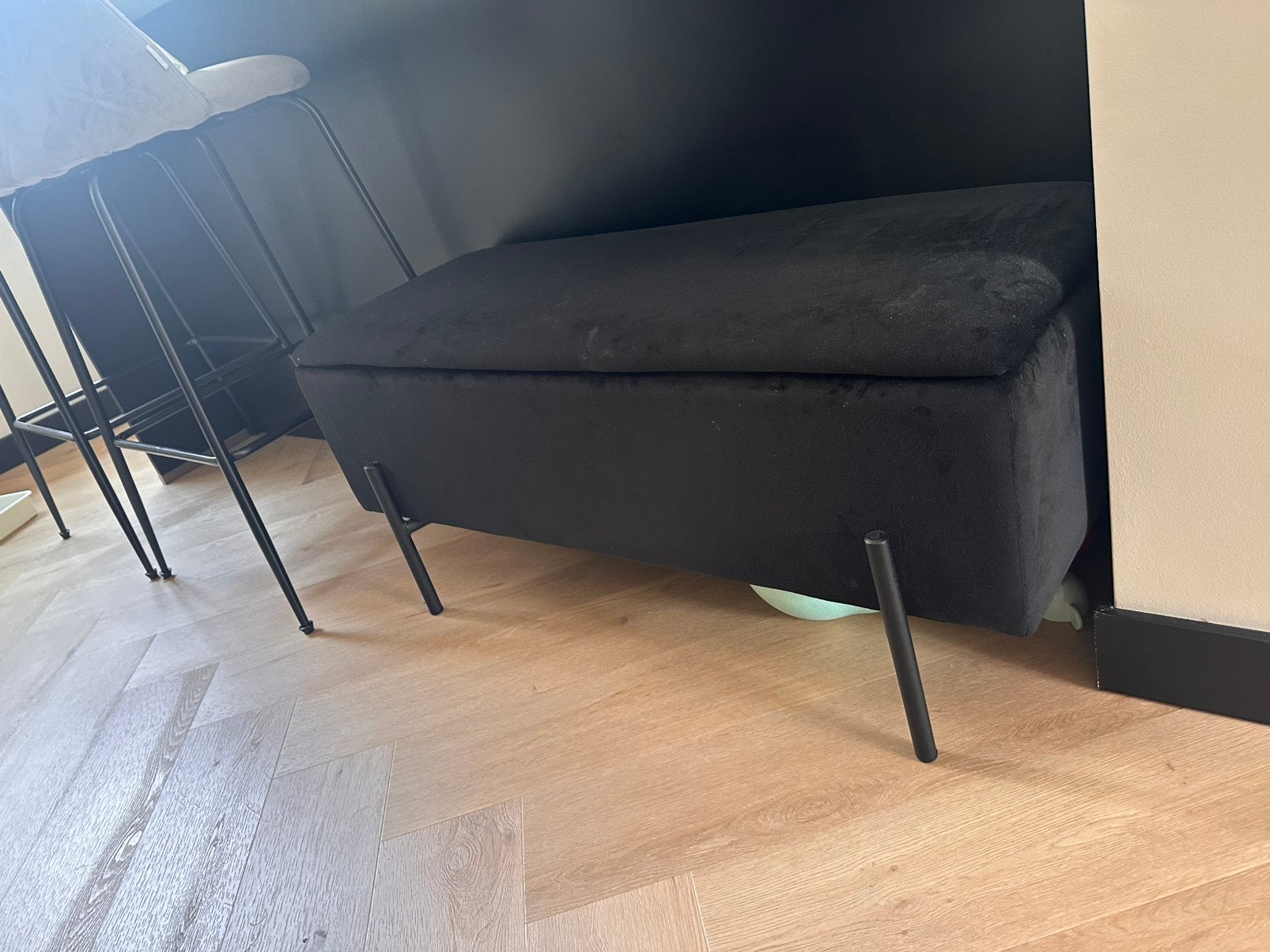 House Nordic Bankje Watford zwart met opslag  95x36,5x46cm, Ophalen, Zo goed als nieuw