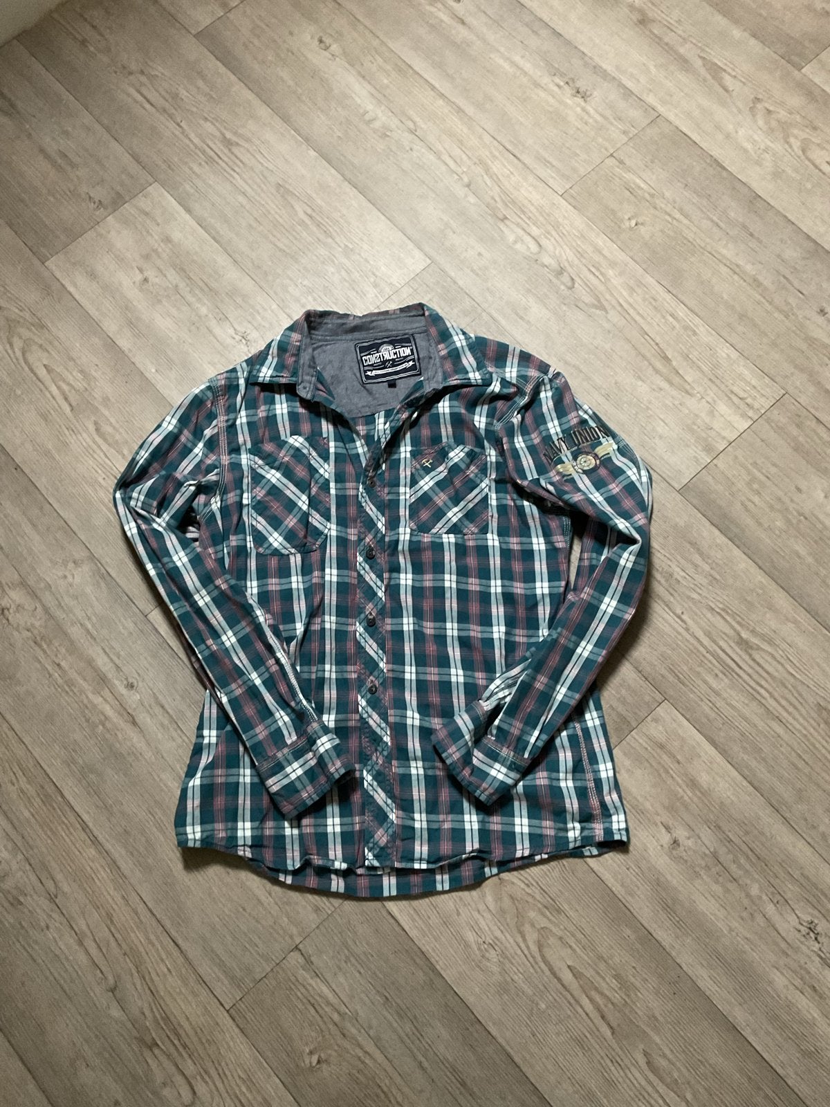 Geruit Overhemd Construction Maat M, Kleding | Heren, Ophalen of Verzenden, Gedragen, Groen, Halswijdte 39/40 (M)