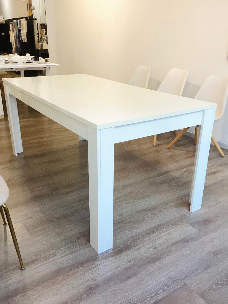 White glossy dining table, Ophalen, Gebruikt, 50 tot 100 cm, Vijf personen of meer