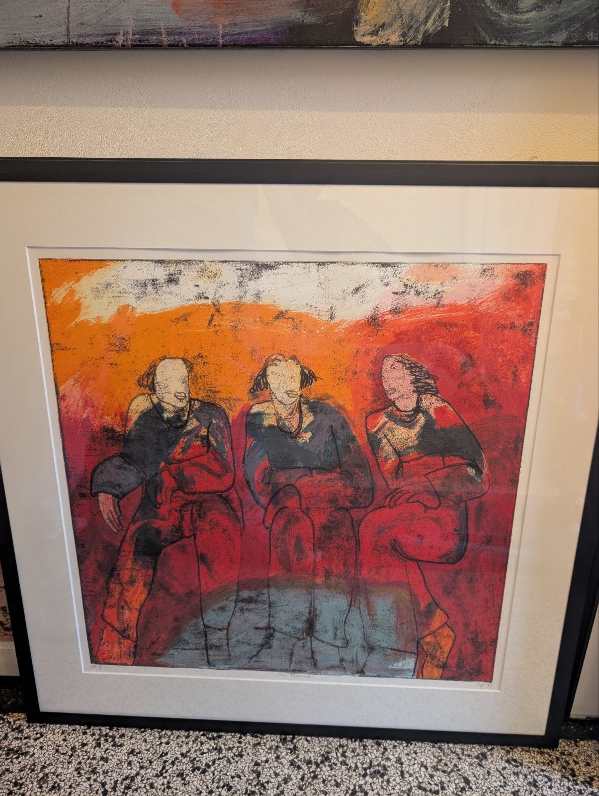 Sjer Jacobs - Zeefdruk "Tres Feminae" E.A. ingelijst, Gelimiteerde oplage, Ophalen of Verzenden, Portret en Figuren, Zeefdruk