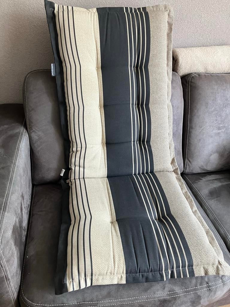 Madison Loungekussen - Zwart/Beige gestreept, Ophalen, Zo goed als nieuw, Zwart, Vierkant