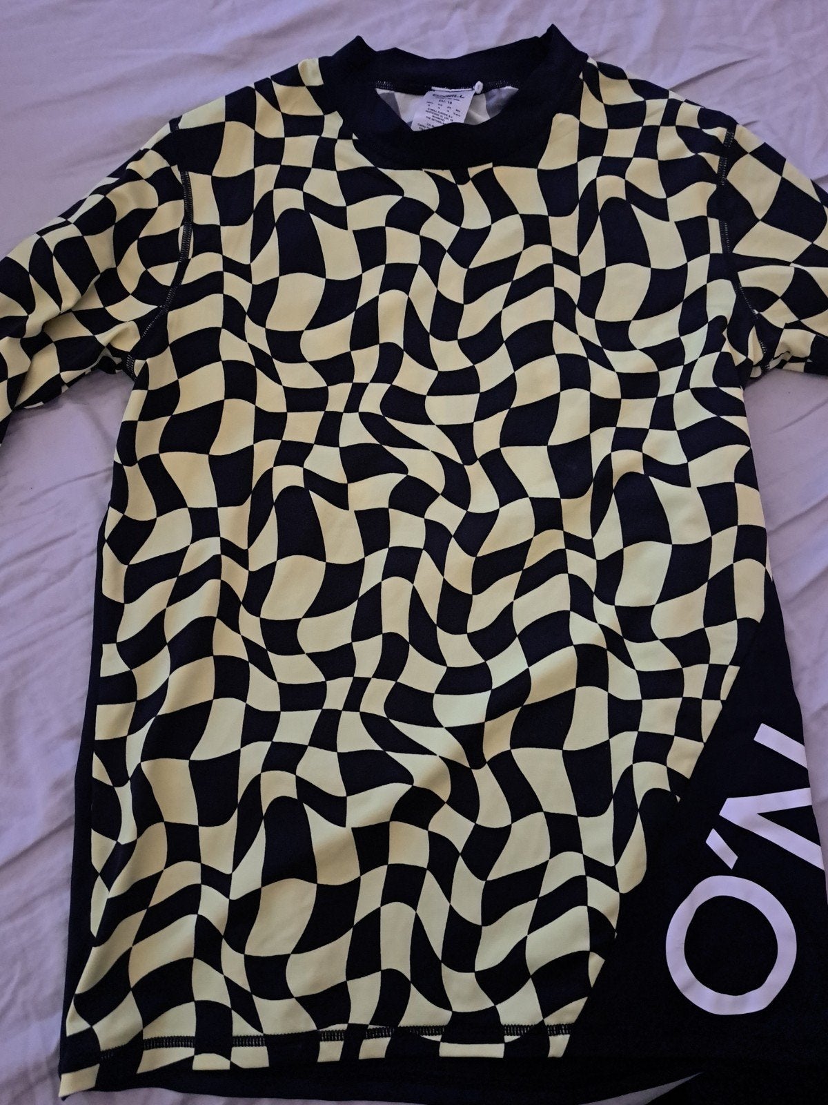 O'Neill zwemshirt met Geel/Zwart Dambordpatroon maat 176, UV-zwemkleding, Jongen of Meisje, Ophalen of Verzenden, Zo goed als nieuw