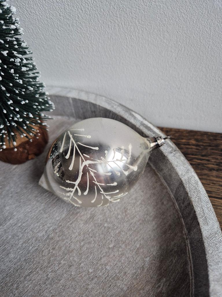 Vintage kerstbal pegel zilver met takjes 492, Diversen, *, Gebruikt, *, Ophalen of Verzenden