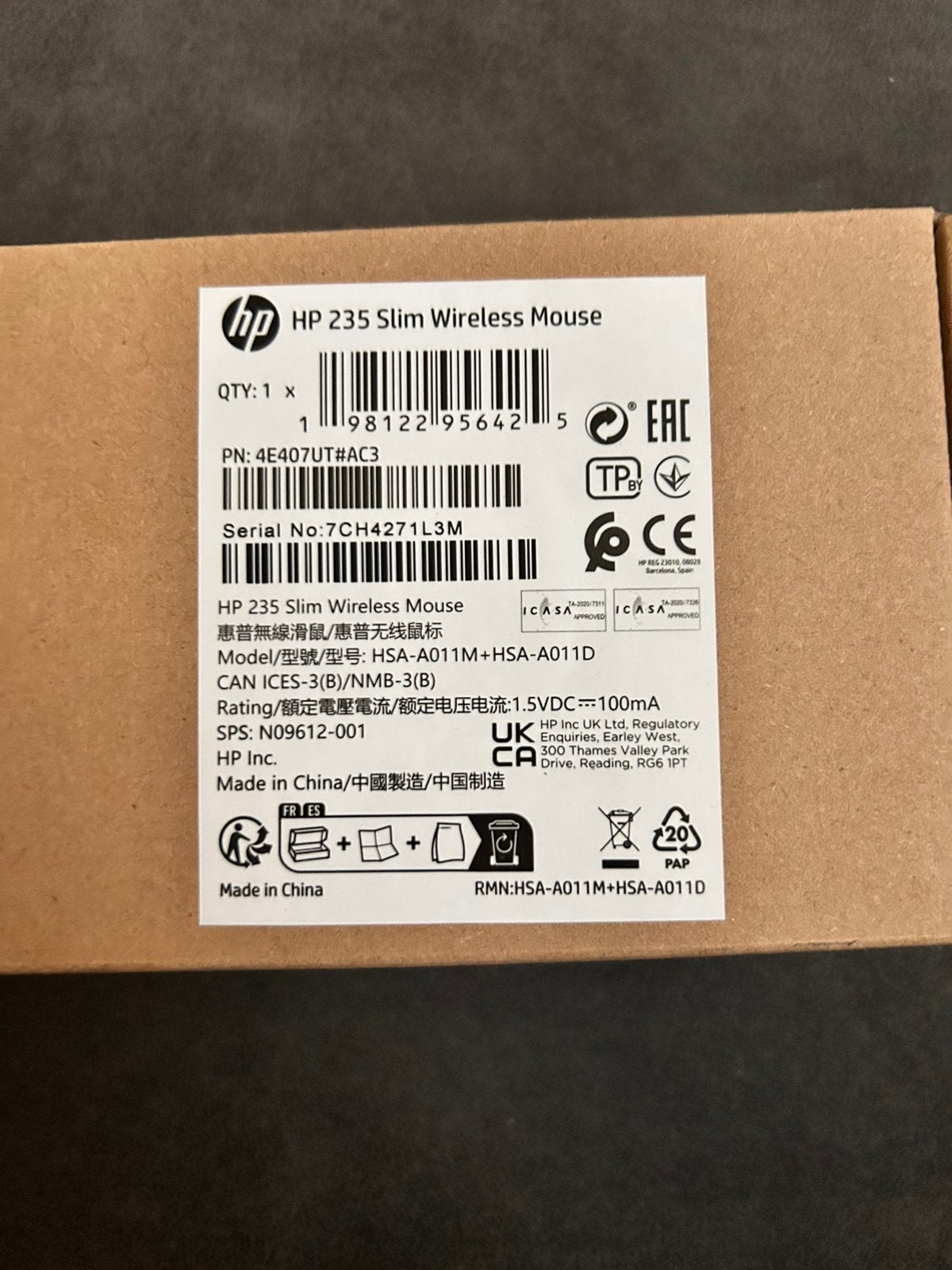 !!Nieuw!! Draadloze muis HP235 slim wireless mouse, Ophalen of Verzenden, Zo goed als nieuw