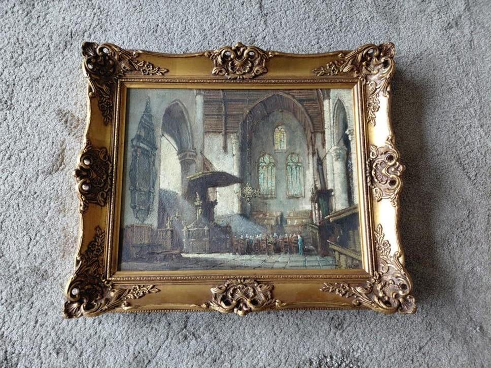 Adrianus Visser, antiek schilderij met lijst, Ophalen of Verzenden