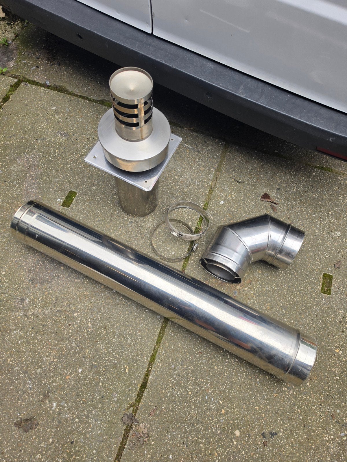 Concentrische kachelpijp delen 150/100mm - compleet set, Ophalen of Verzenden, Vrijstaande haard, Houthaard