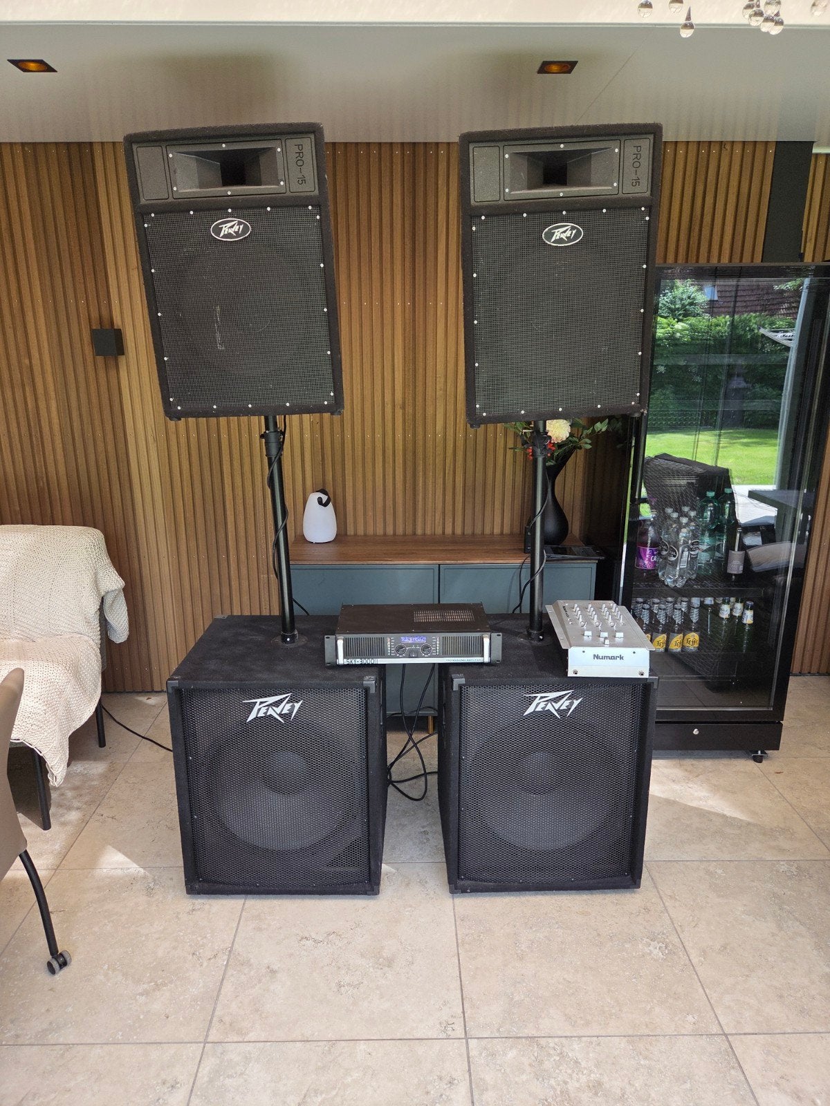 Complete Peavey PRO-15 Geluidssysteem met Numark Mixer, Audio, Tv en Foto, Luidsprekers, Ophalen, Gebruikt