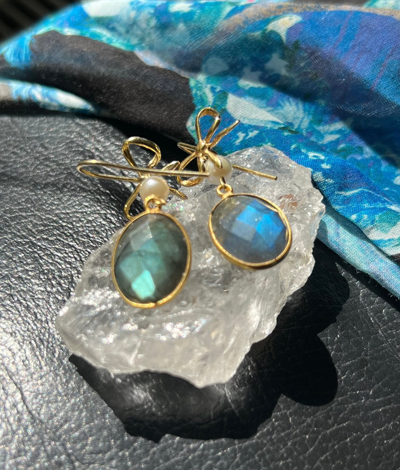 Labradoriet AKOYA zoutwater parel beschermt geluk magie TIP, Sieraden, Tassen en Uiterlijk, Oorbellen, Blauw, Nieuw, Ophalen of Verzenden