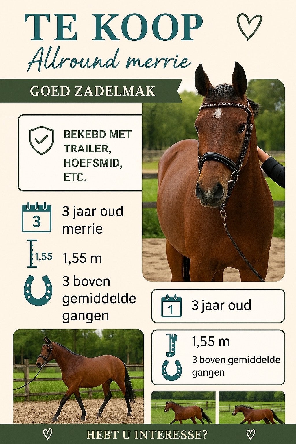 Mooie E pony, Dieren en Toebehoren, Paarden, Merrie, Met stamboom, Dressuurpaard, Zadelmak