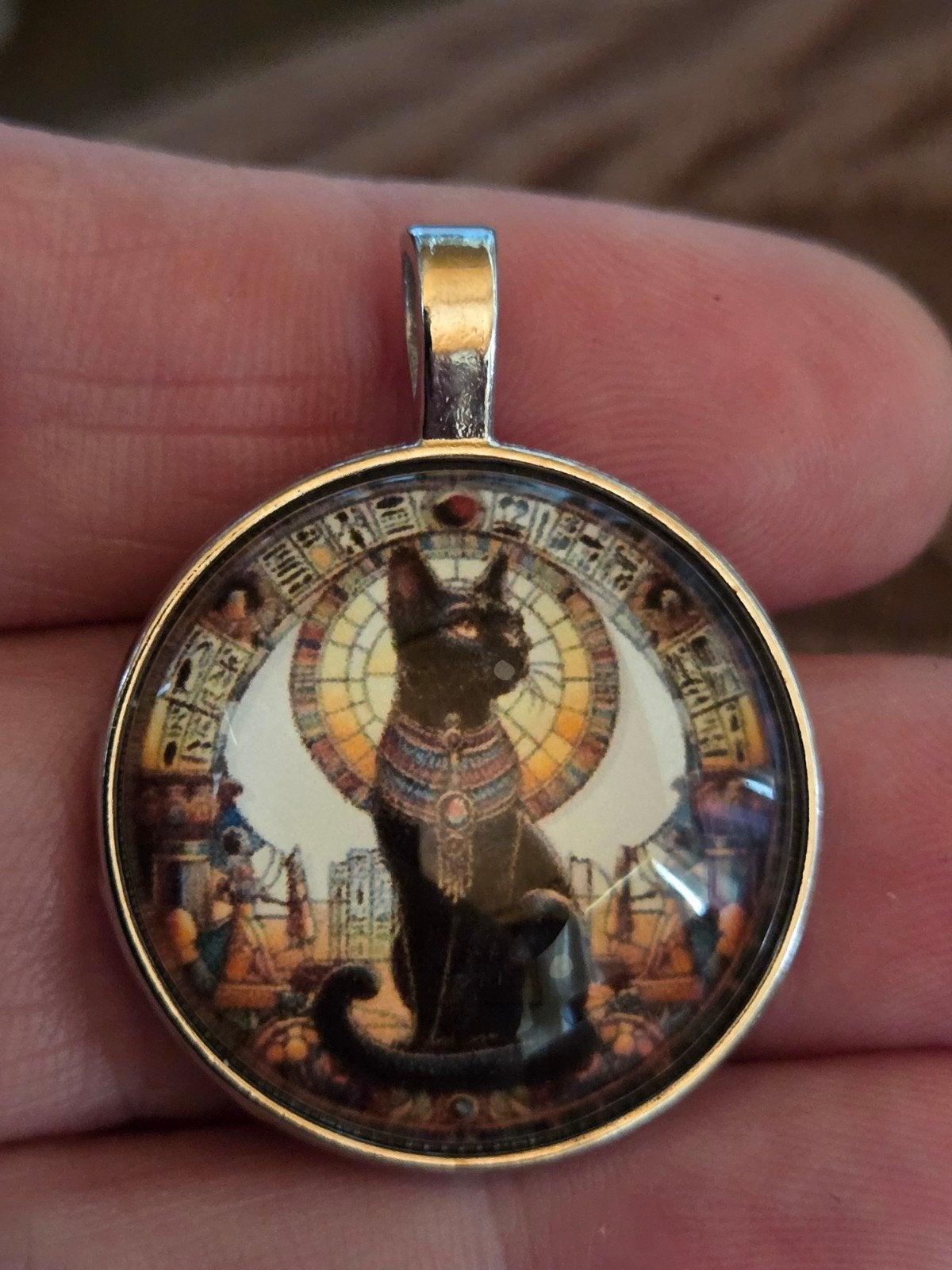 Glazen hanger met Egyptische kat (Bastet), Overige kleuren, Glas of Kristal, Nieuw, Ophalen of Verzenden