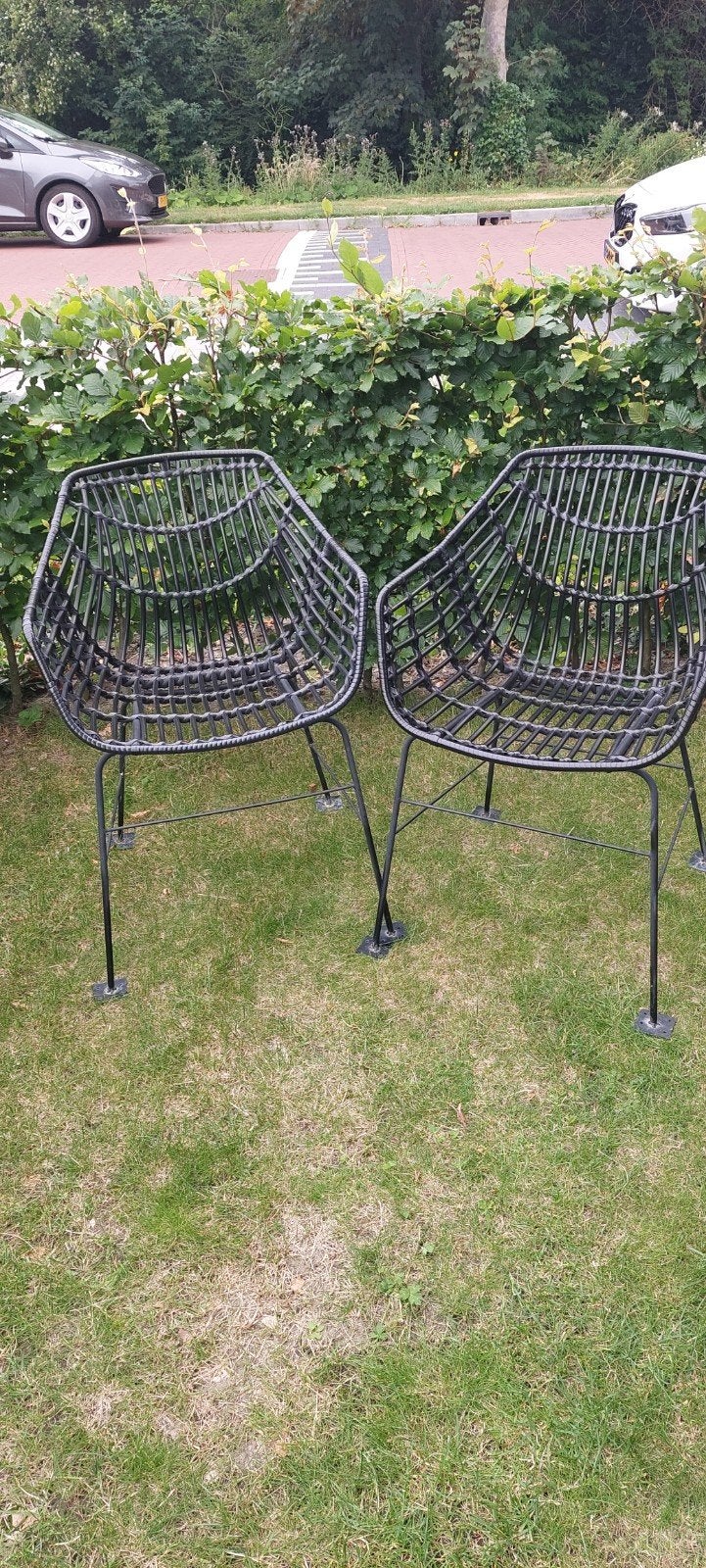 Tuin/ terrasstoelen 2x, Ophalen, Gebruikt, Metaal, Stapelbaar