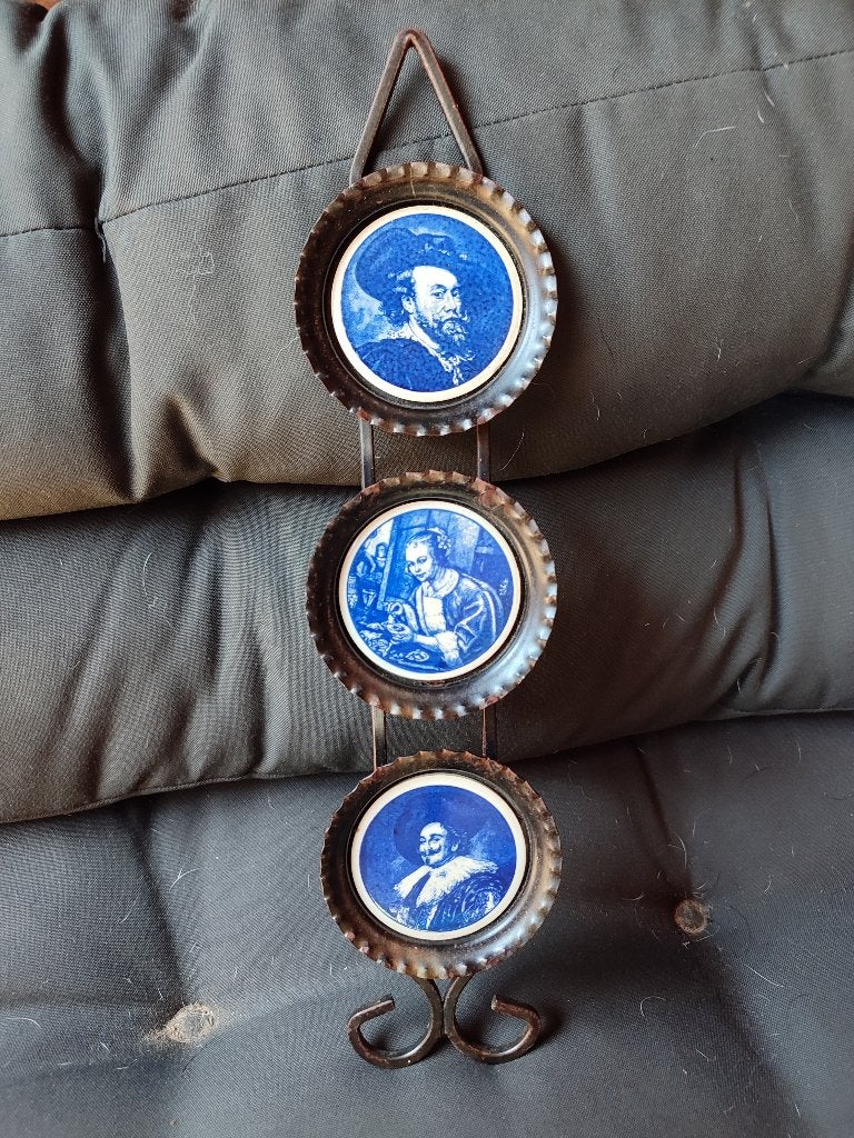 Vintage wanddecoratie met Delfts blauwe tegeltjes, Antiek en Kunst, Ophalen of Verzenden