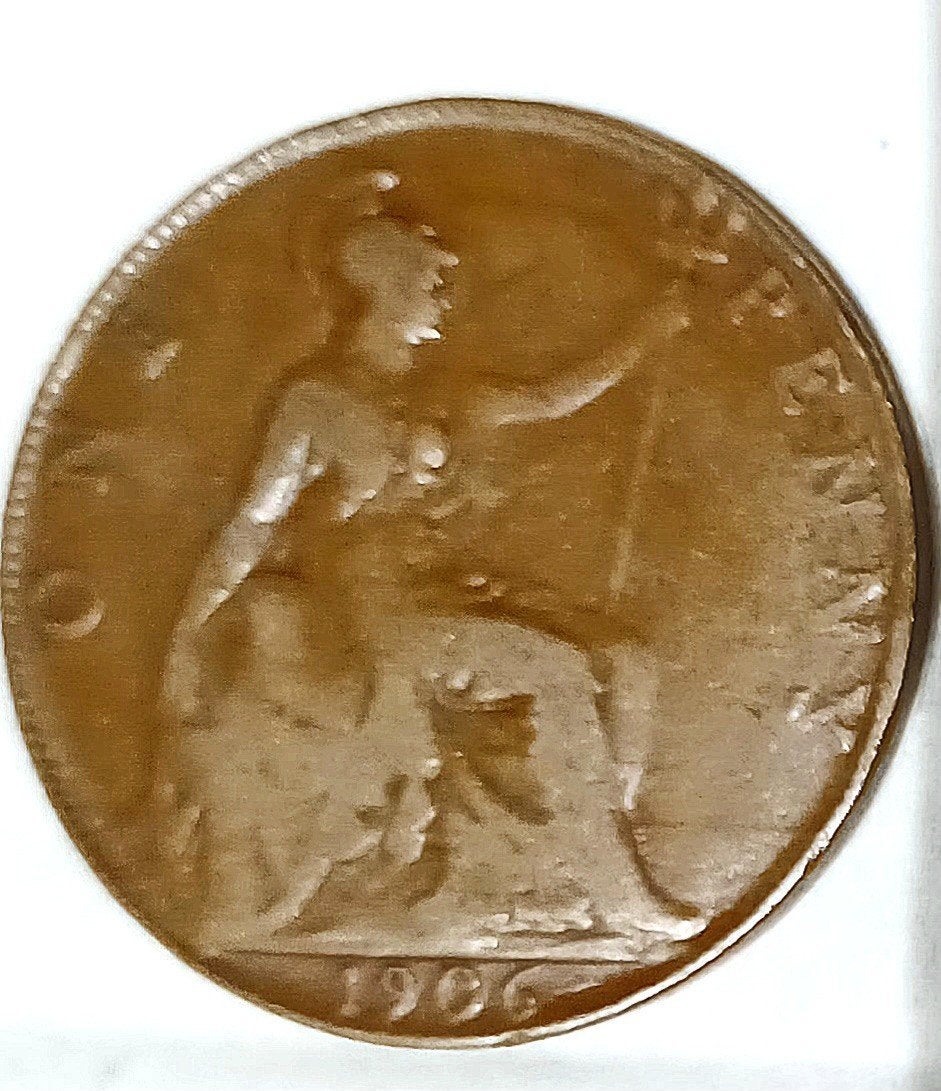 Foto 5 van Compl serie:King Edward-9 Britse One Penny munten:1902-1910