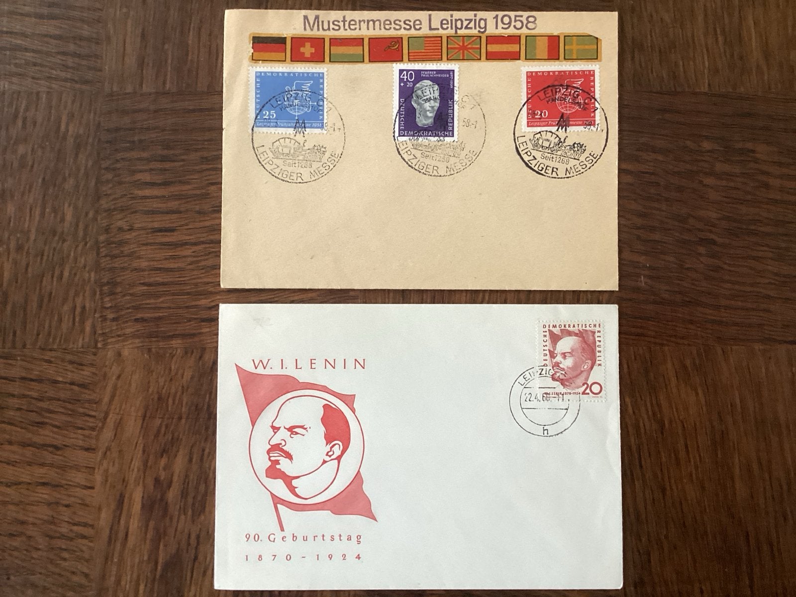 DDR Eerste Dag Enveloppen - Mustermesse Leipzig & Lenin, Ophalen of Verzenden, Overige landen, Gestempeld