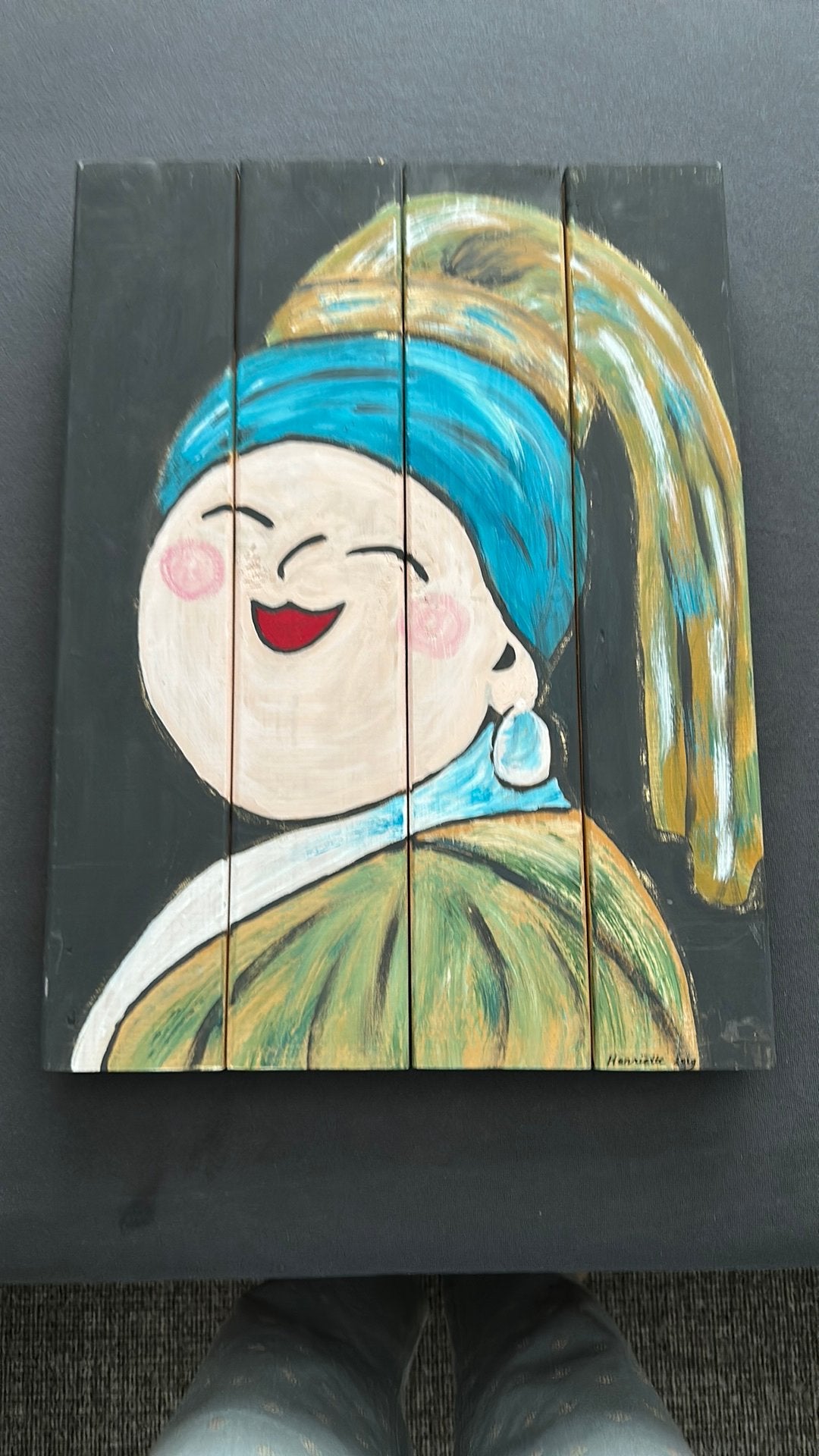 Houten paneel met geschilderd meisje met de parel, Ophalen of Verzenden