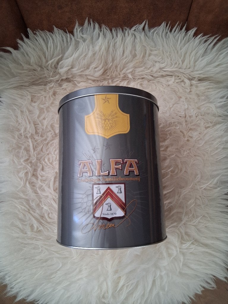 Alfa bier tinnen blik, Verzamelen, Biermerken, Ophalen of Verzenden, Zo goed als nieuw, Overige typen, Overige merken