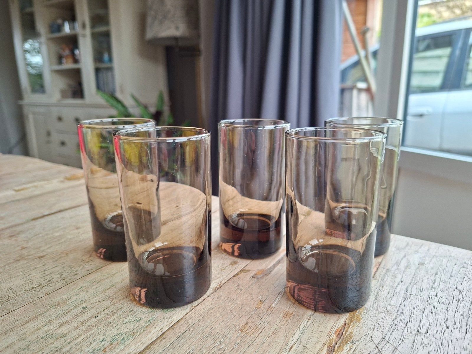 Set van 5 vintage Luminarc rookglas borrelglazen, Ophalen of Verzenden
