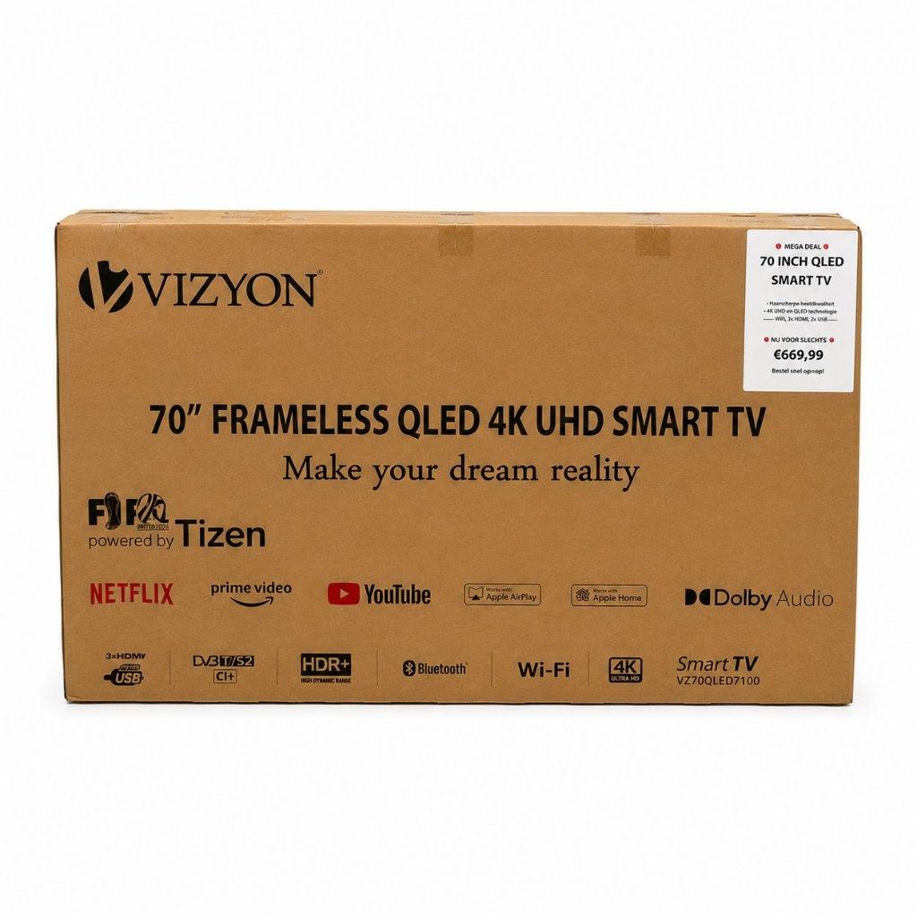VIZYON 70 inch smart TV QLED 4K Tizen VZ70QEU8110 | NIEUW, ., Nieuw, Ophalen of Verzenden, .