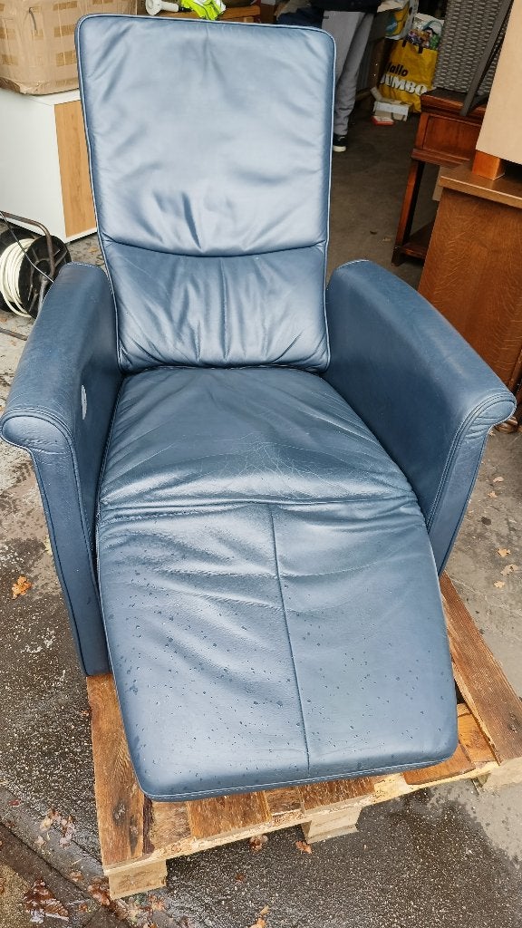 Hülsta elektrische leren relaxfauteuil, Ophalen, Gebruikt, Klassiek, 50 tot 75 cm