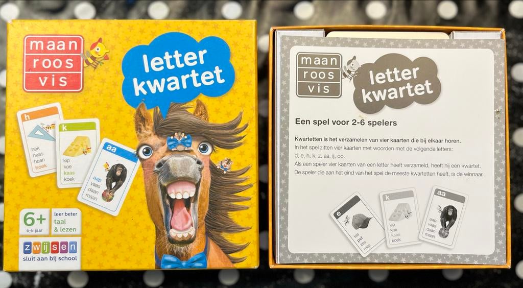 Maan Roos Vis Letter Kwartet van Zwijsen - Leerzaam spel, Ophalen of Verzenden, Gebruikt, Taal en Lezen