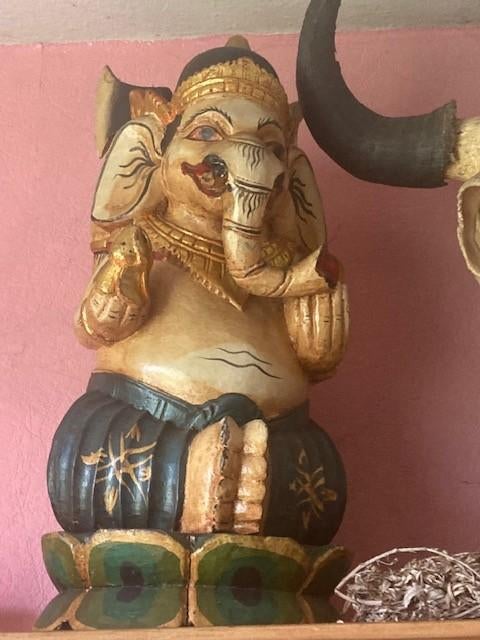 Ganesha, hout, 50 cm, Antiek en Kunst, Ophalen, Handgemaakt, 50 - 100 cm, Beeld