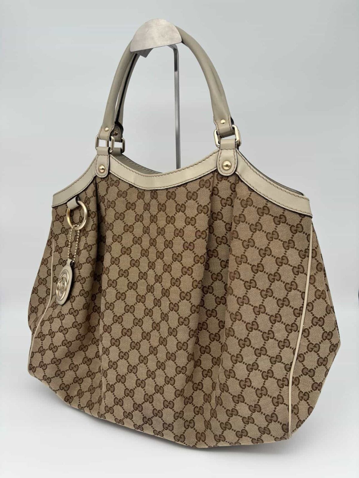 Vintage Gucci Handtas - Groot Model, Sieraden, Tassen en Uiterlijk, Ophalen of Verzenden, Gebruikt, Bruin, Handtas