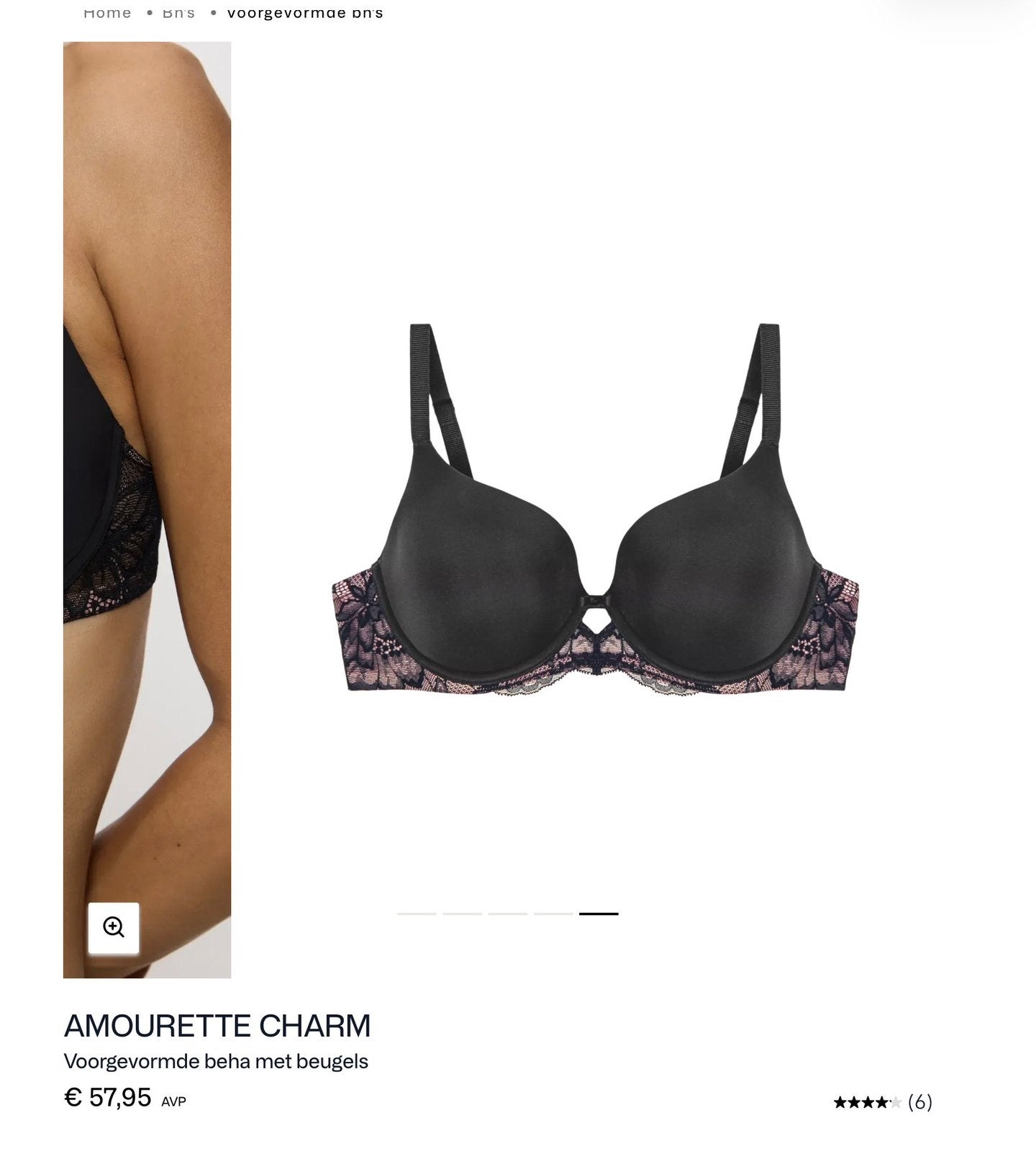 Triumph zwarte bh maat 80 D model: amourette charm ZGAN, Ophalen of Verzenden, Zwart, BH