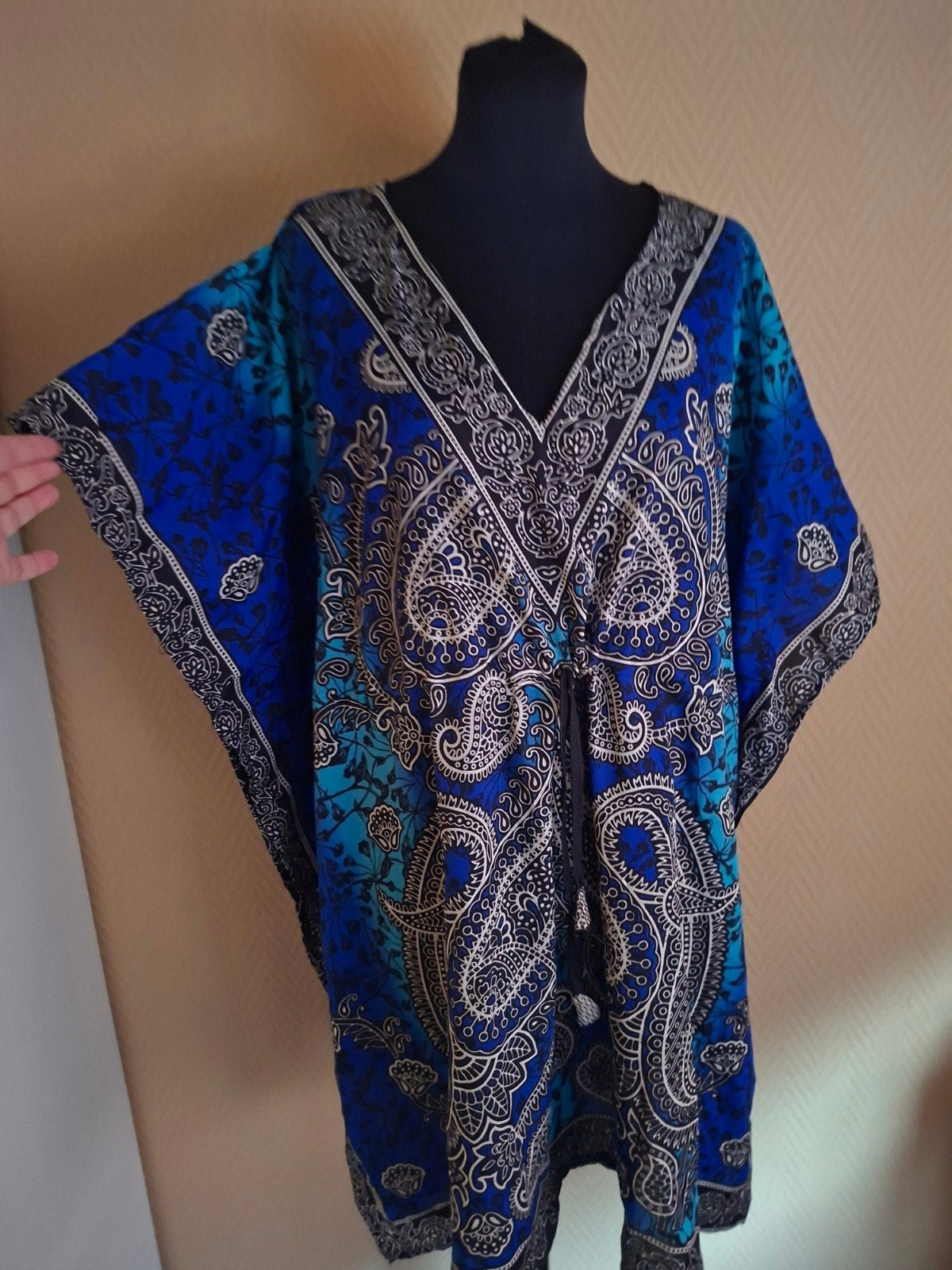 Prachtige Indiase Kaftan Jurk - Free Size, Ophalen of Verzenden, Zo goed als nieuw, Maat 46/48 (XL) of groter, Blauw