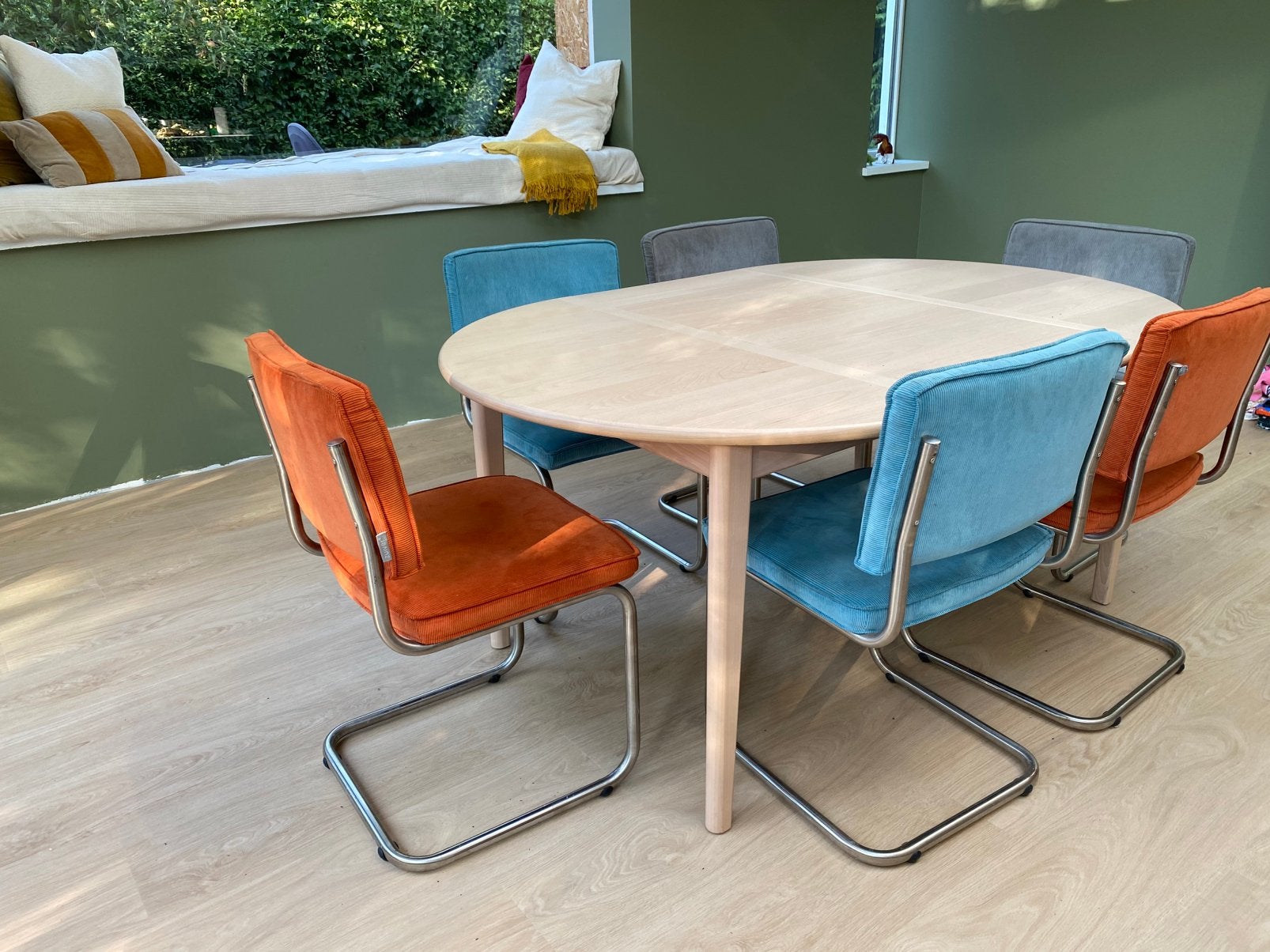 IKEA SKANSNÄS uitschuifbare eettafel 115-170 cm, Ophalen, Eettafel, 6 zitplaatsen, Zo goed als nieuw