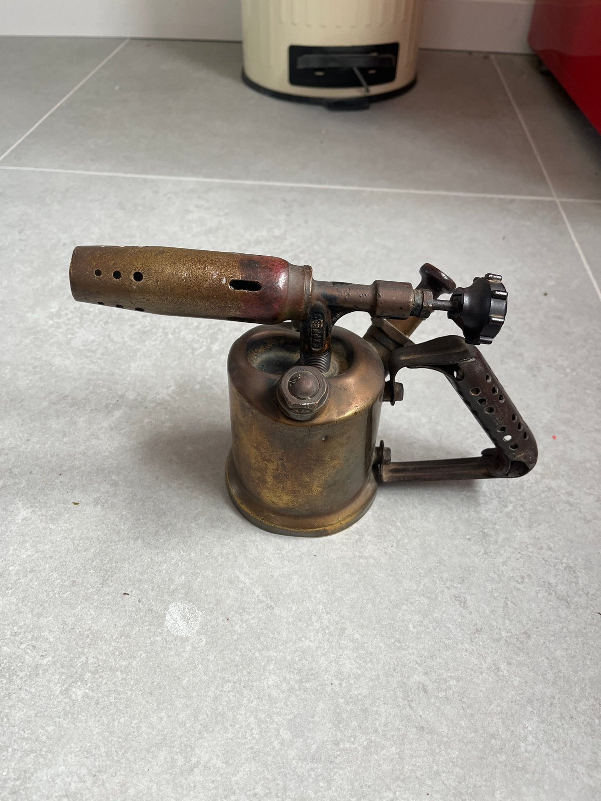 Antieke koperen gasbrander - Vintage soldeerlamp, Ophalen of Verzenden