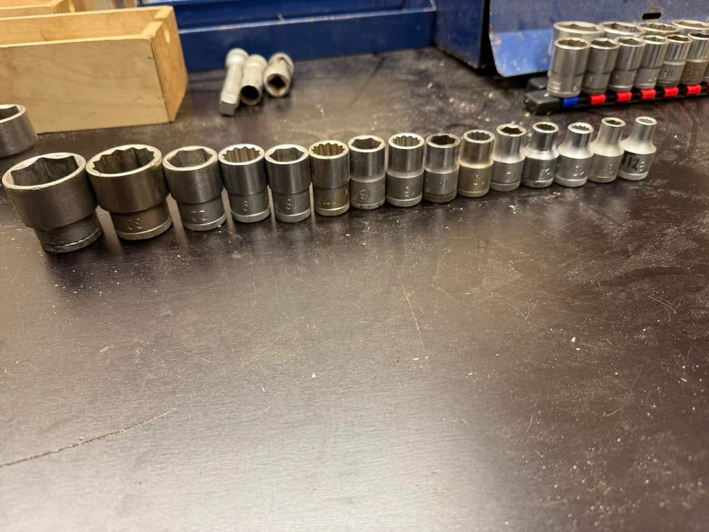 Gedore Doppen set 8-19, 22, 30, 32 mm, Ophalen of Verzenden, Gebruikt