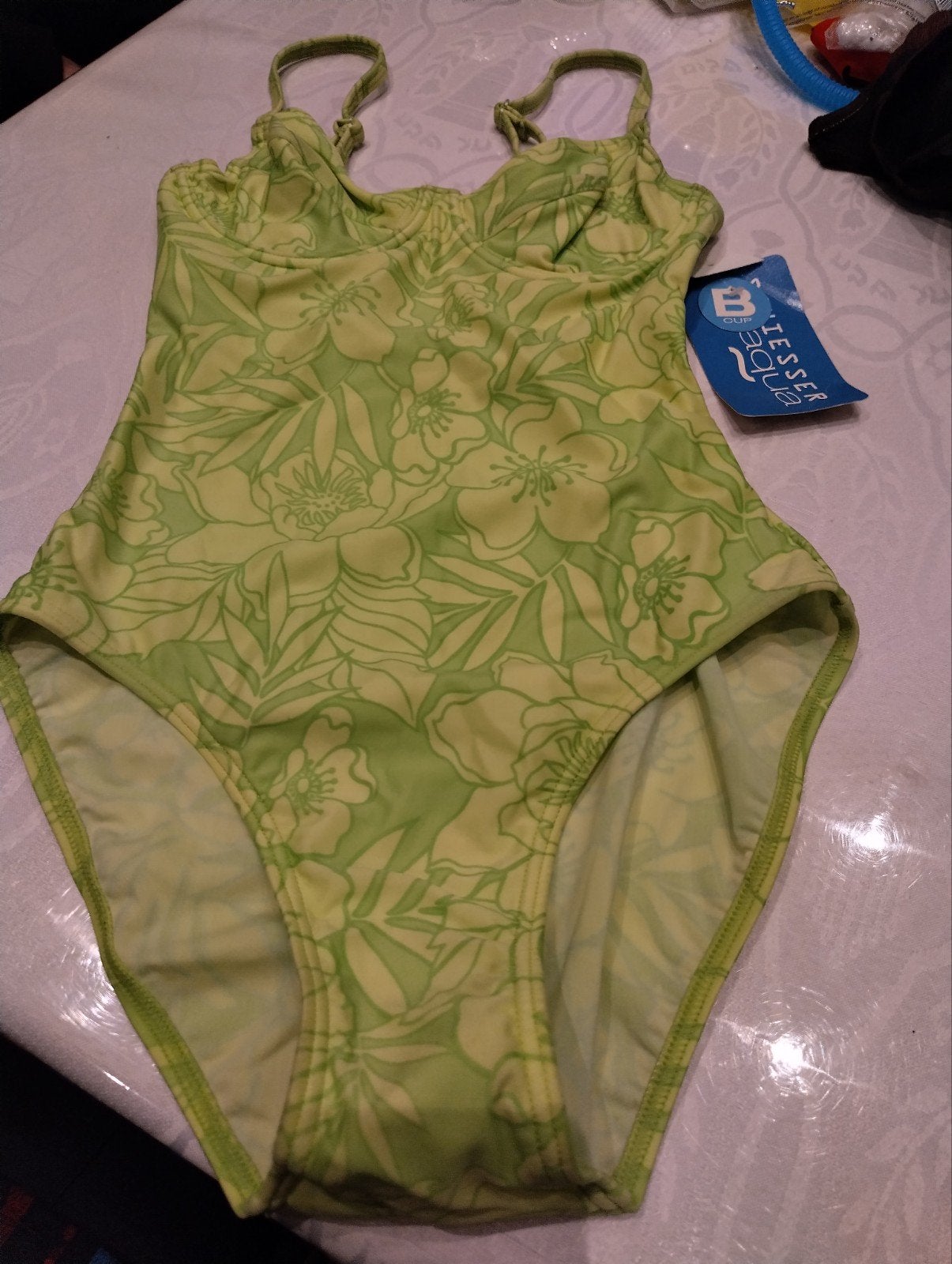 Schiesser Badpak - Maat 36B - Groen met bloemenprint, Schiesser, Nieuw, Badpak, Ophalen of Verzenden