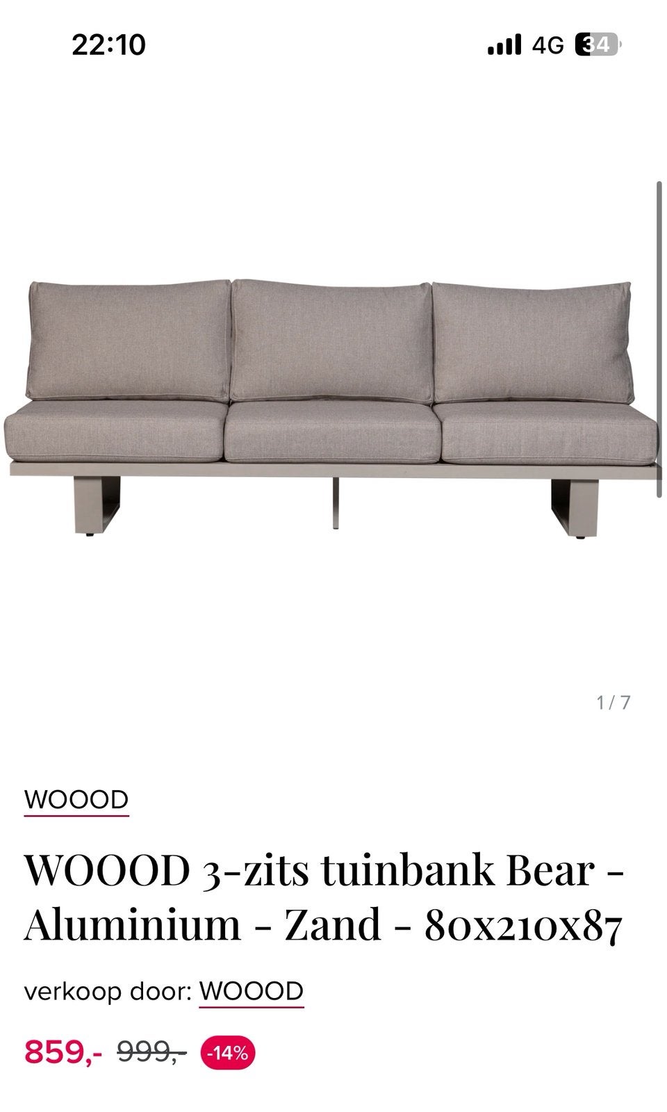 Woood Bear Tuinset Sand - NIEUW - Origineel €2000 (nu €1500), 4 zitplaatsen, Ophalen of Verzenden, Loungeset, Bank