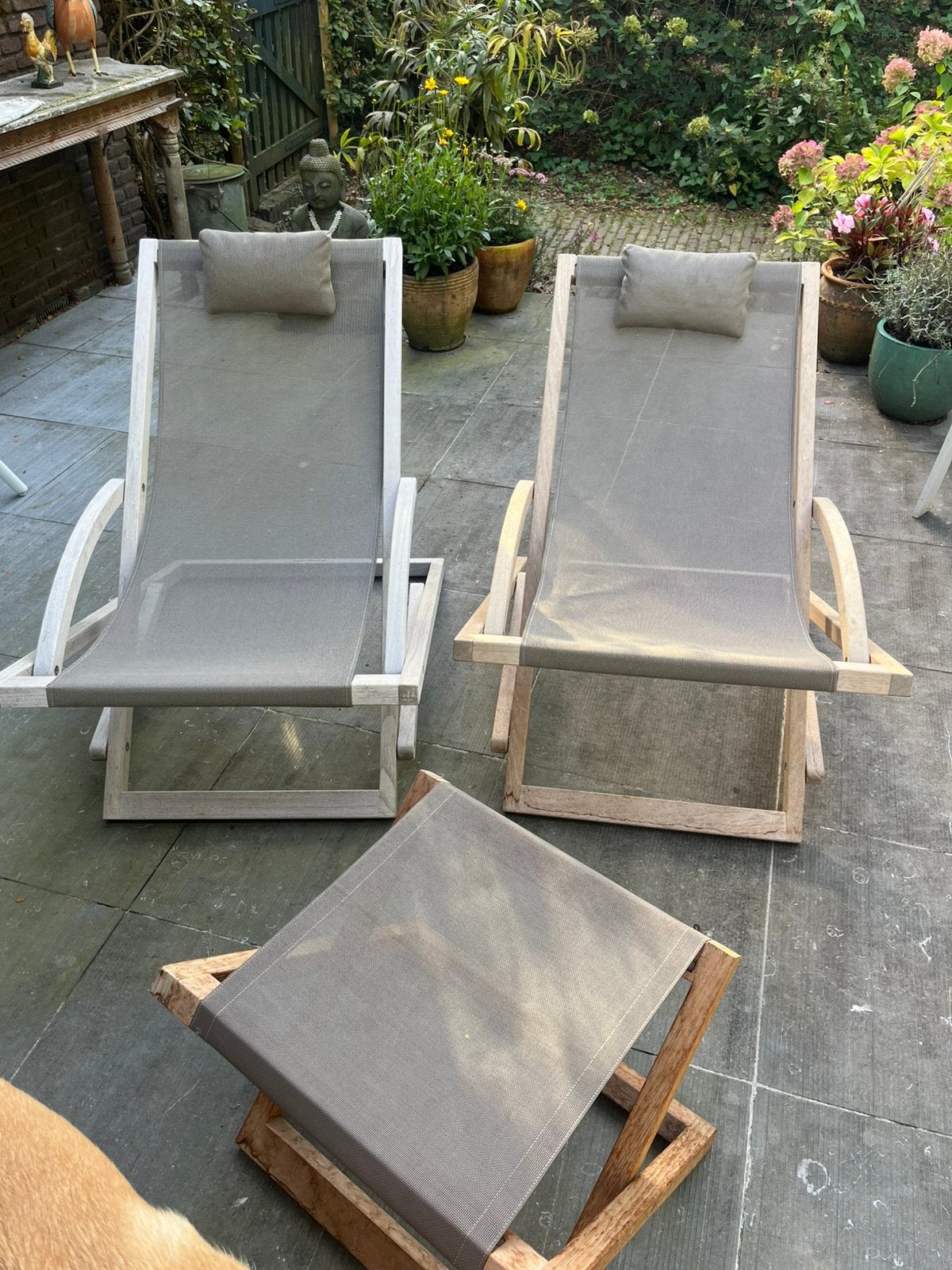 Comfortabele strand - tuinstoelen te koop, Ophalen of Verzenden, Zo goed als nieuw, Hout, Inklapbaar