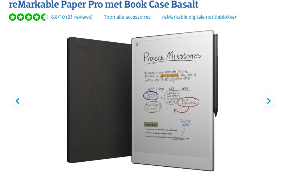 Remarkable Paper Pro met book case basalt, Computers en Software, Tekentablets, Ophalen of Verzenden, Nieuw, Draadloos, Remarkable II