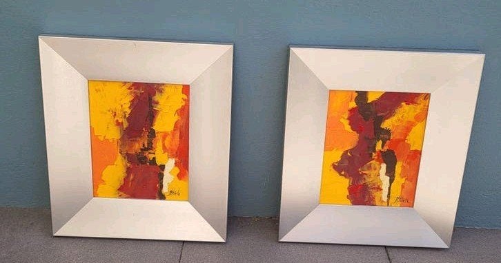 2 Schilderijen van Jan Thiele - Abstracte Kunst, Antiek en Kunst, Ophalen of Verzenden
