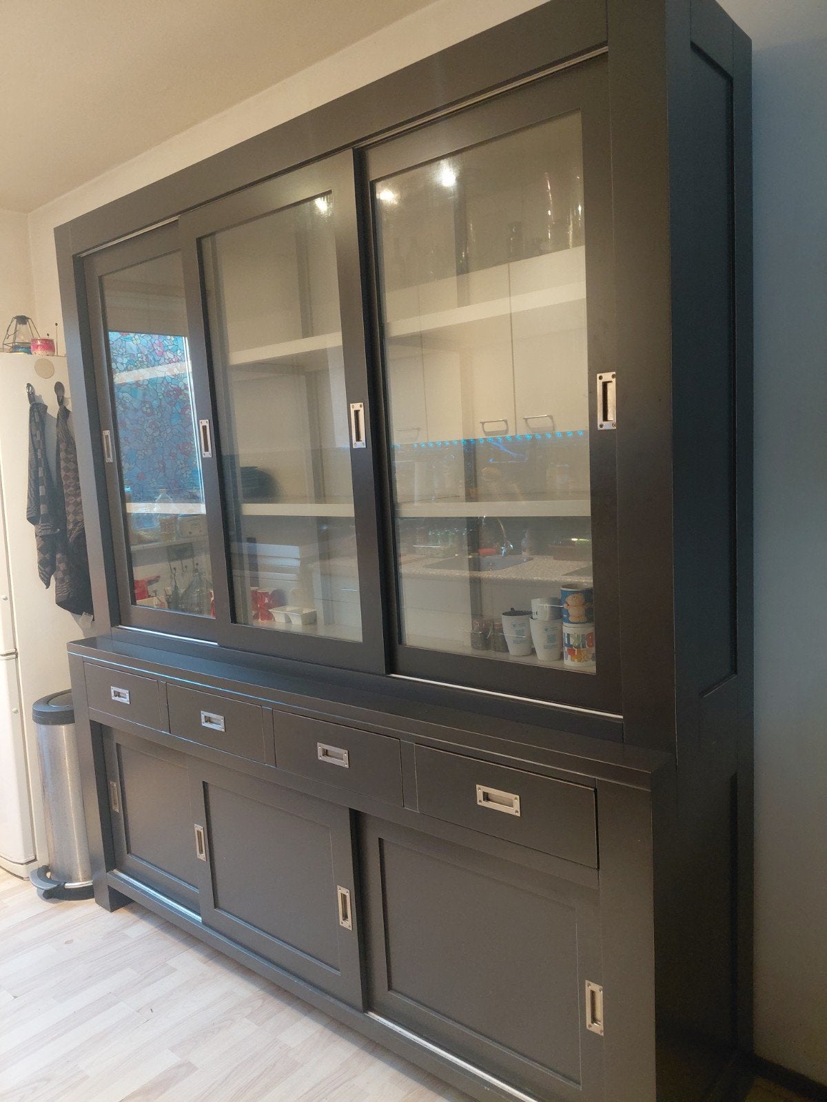 Robuuste Buffetkast Anthraciet, Ophalen, Gebruikt, 150 tot 200 cm, Met lade(s)