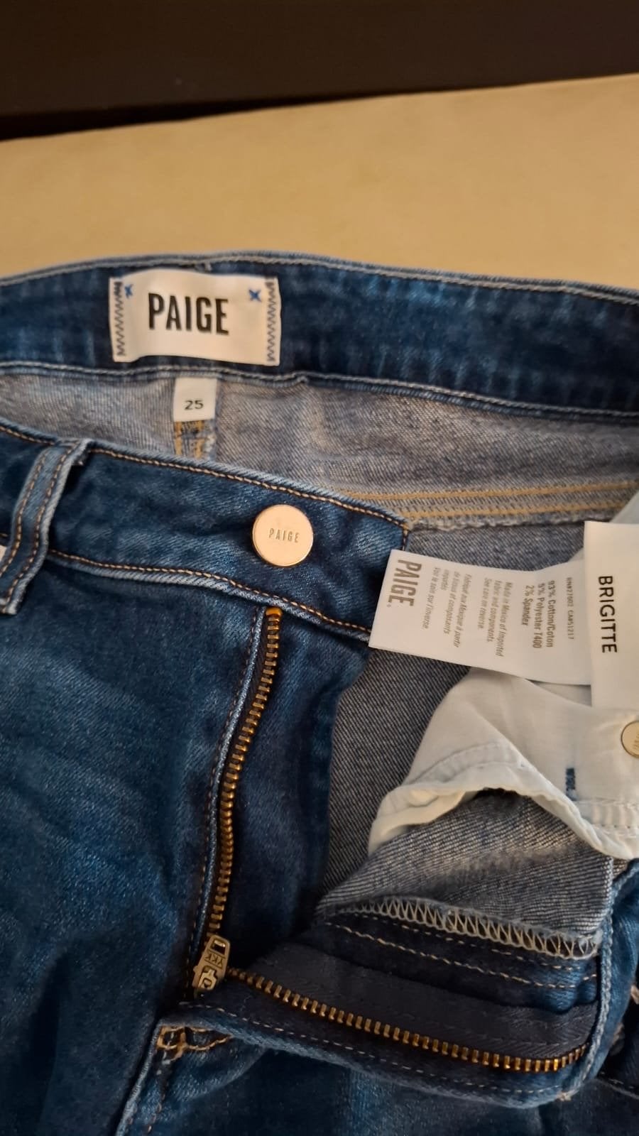 Paige Brigitte donkerblauwe straight jeans - maat 25, Verzenden, Zo goed als nieuw, Blauw, W27 (confectie 34) of kleiner