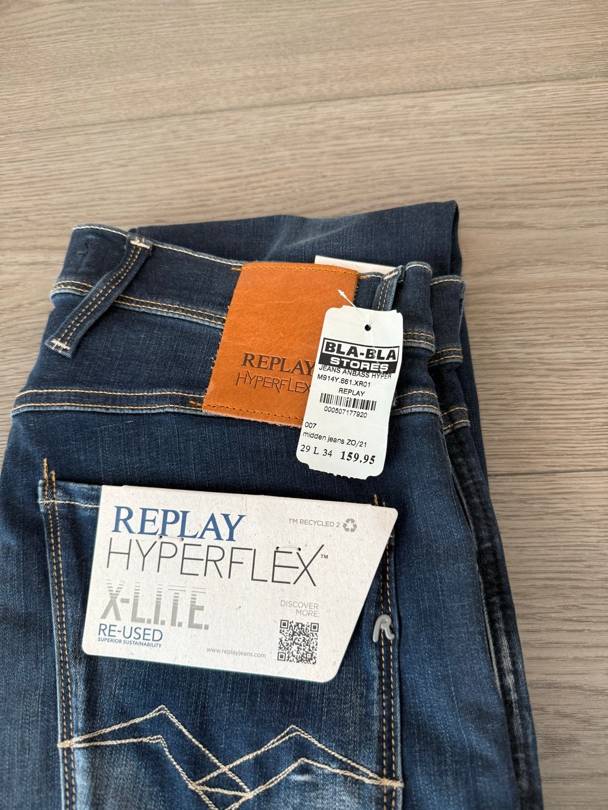 Replay Hyperflex X-L.I.T.E. Jeans - Nieuw met kaartjes, Ophalen of Verzenden, Nieuw, Blauw, W32 (confectie 46) of kleiner