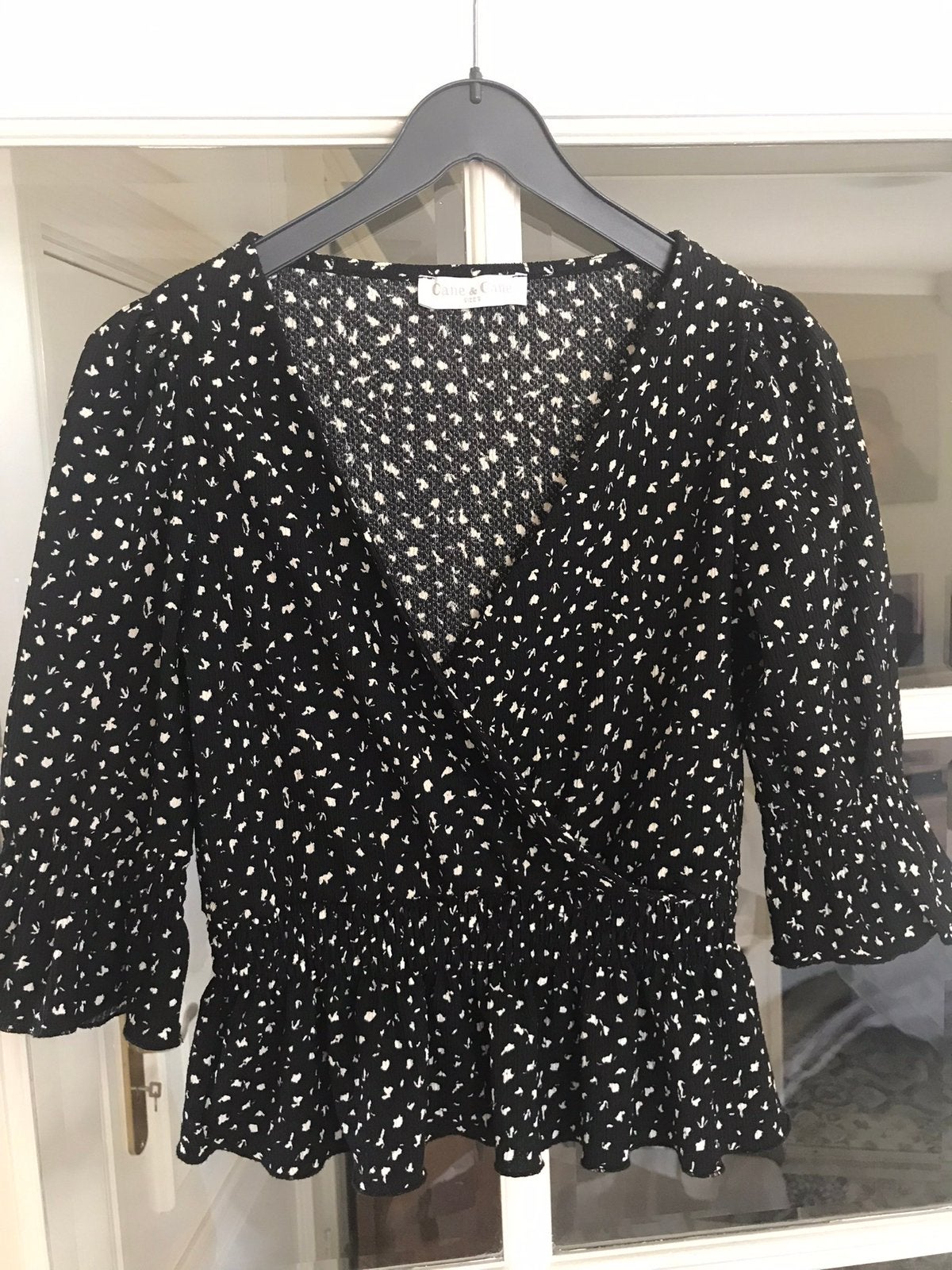 ️Zwart/wit top Cane & Cane mt s/m, Kleding | Dames, Ophalen of Verzenden, Zo goed als nieuw, Maat 36 (S), Zwart