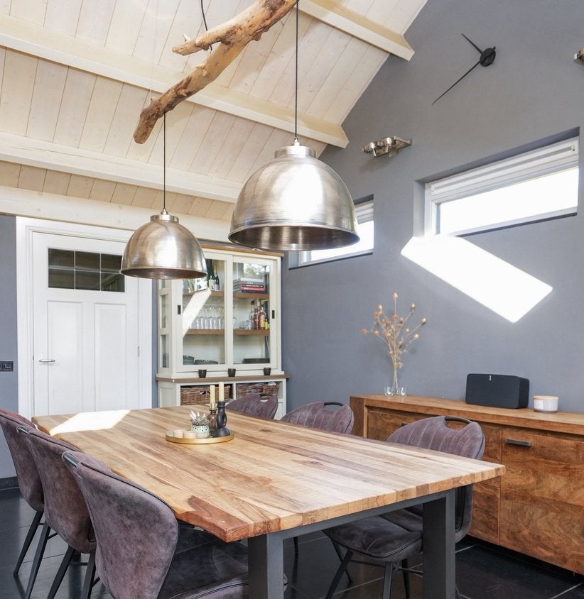 Unieke industriële boomstam hanglamp, Ophalen, Zo goed als nieuw, Overige materialen