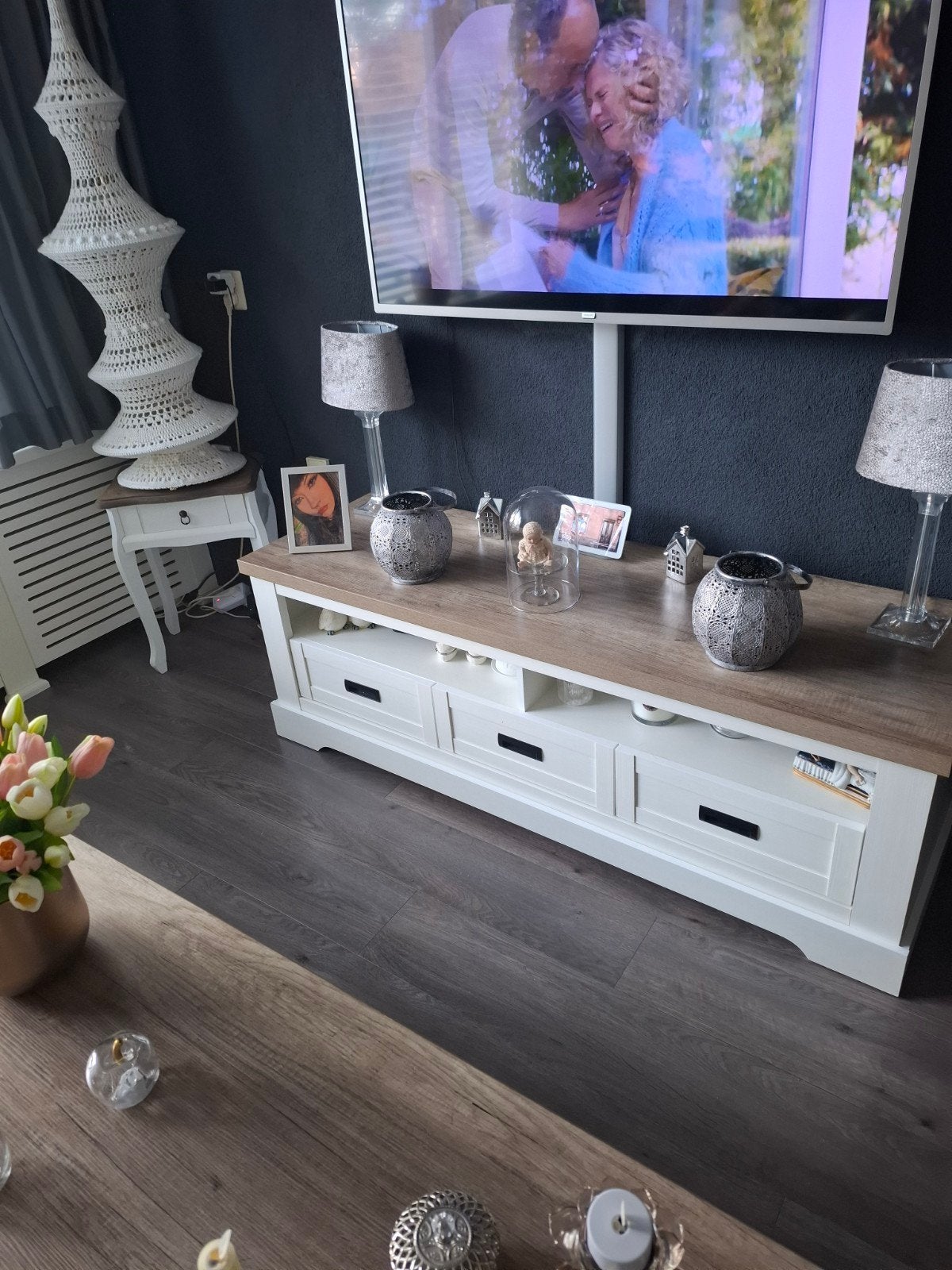 Landelijk salon tafel en tv meubel set, Ophalen, Gebruikt, Landelijk, Overige houtsoorten