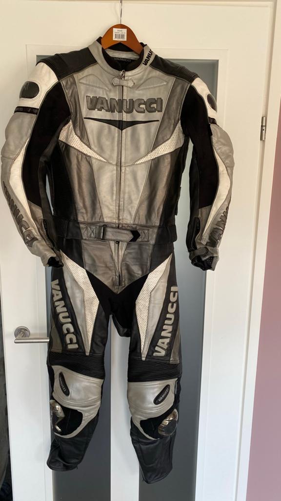 Vanucci Motorpak Leer - Zwart/Grijs/Wit maat 48, Motoren, Kleding | Motorkleding, Ophalen, Tweedehands, Heren, Combipak