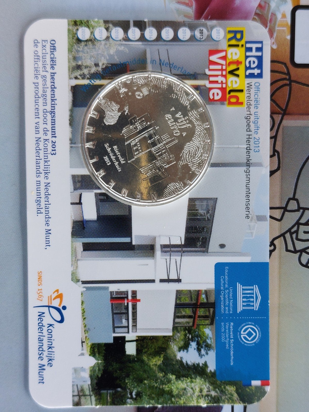Coincard 5 euro munt Het Rietveld Vijfje 2013, Ophalen of Verzenden, Koningin Beatrix, Euro's, Losse munt