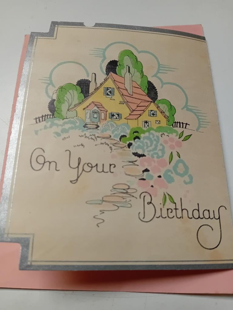 3 antieke verjaardagskaarten uit Amerika 1935  1936 en 1945, Ophalen of Verzenden, Gebruikt