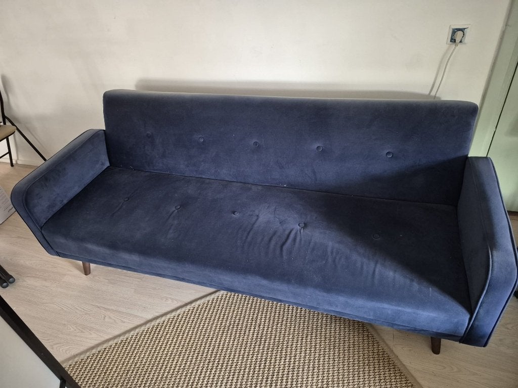 Slaapbank donkerblauw, Huis en Inrichting, Slaapkamer | Slaapbanken, Ophalen, Gebruikt, Blauw, 210 cm